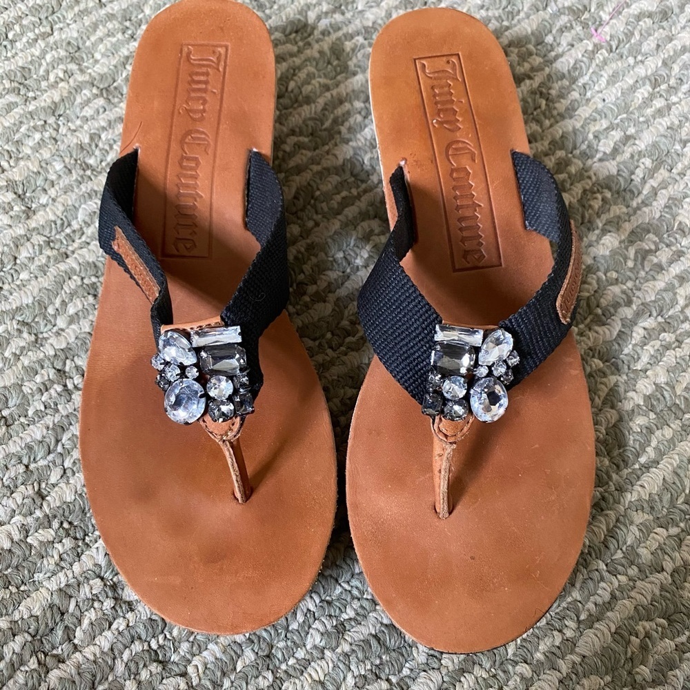 Juicy Couture Wedge flip flops with bling